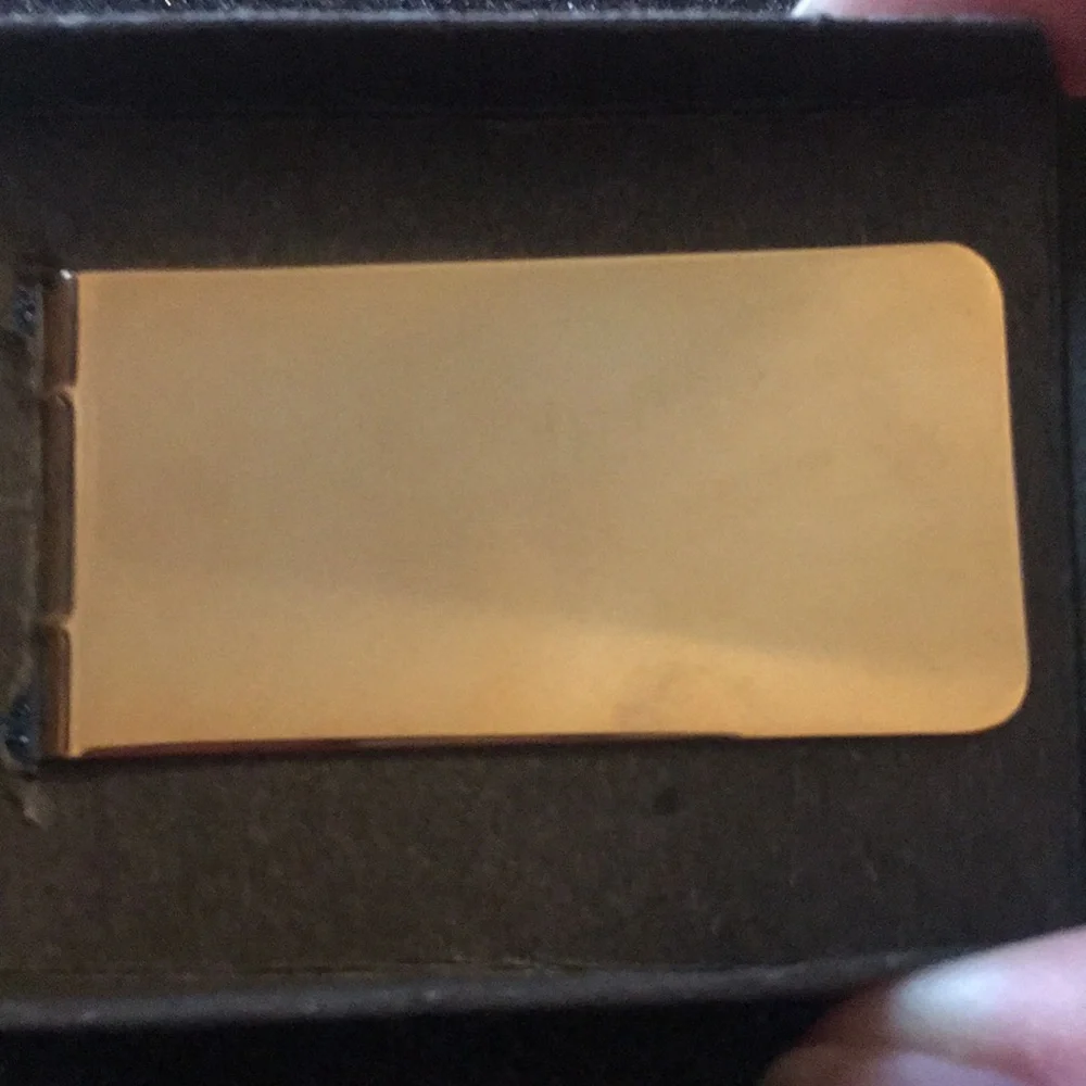 Vintage new old stock hold etched engrave-able hinged money clip 💴